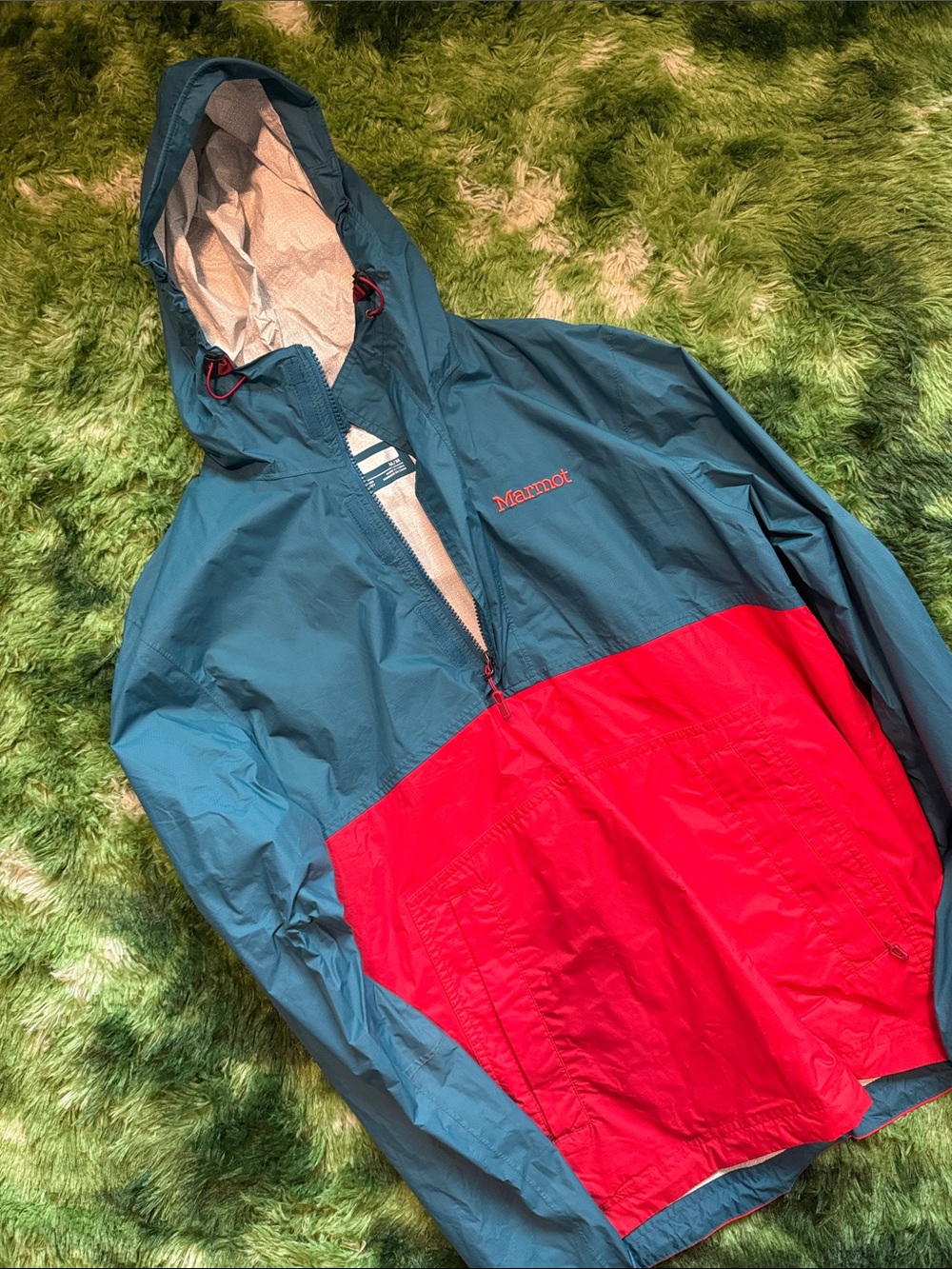 Marmot Teal and Red Windbreaker Jacket